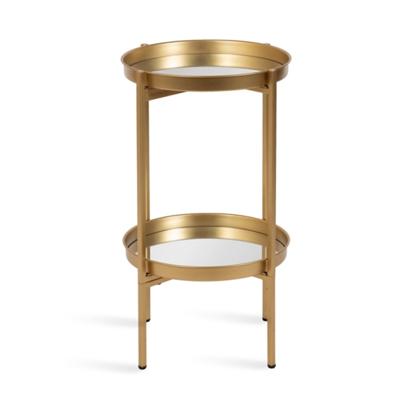 Round Gold Mirrored Foldable Accent Table