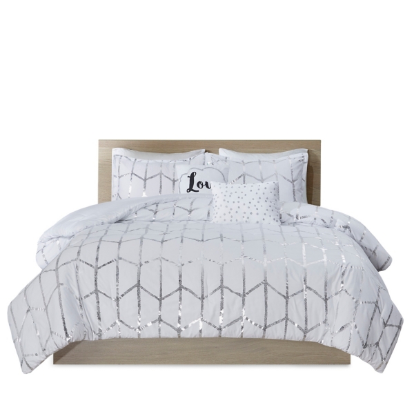 White Metallic 5-pc. Full/Queen Comforter Set