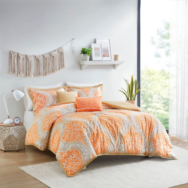 Orange Damask 4-pc. Twin/Twin XL Comforter Set