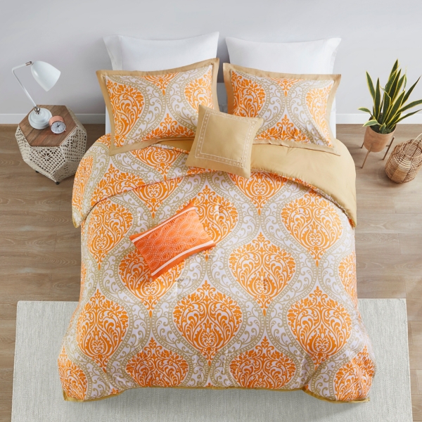Orange Damask 5-pc. Full/Queen Comforter Set