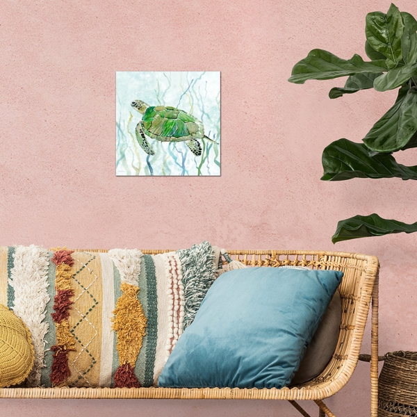 Swimming Sea Turtle Canvas Art Print