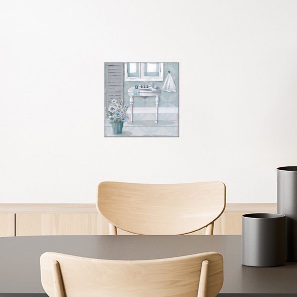Blue Bathroom Sink Canvas Art Print