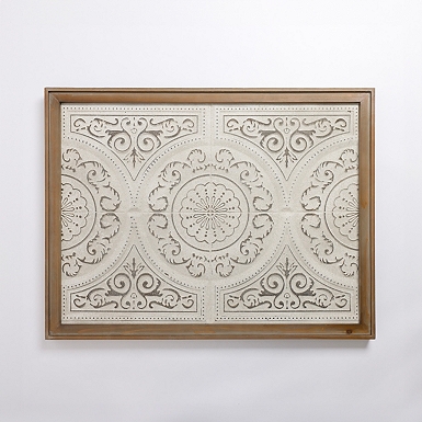 White Floral Carved Wood Wall Plaque