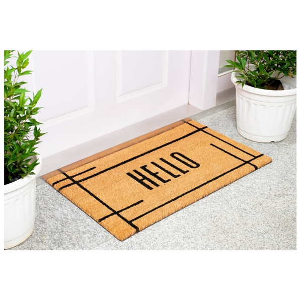 Hello Natural Linear Doormat