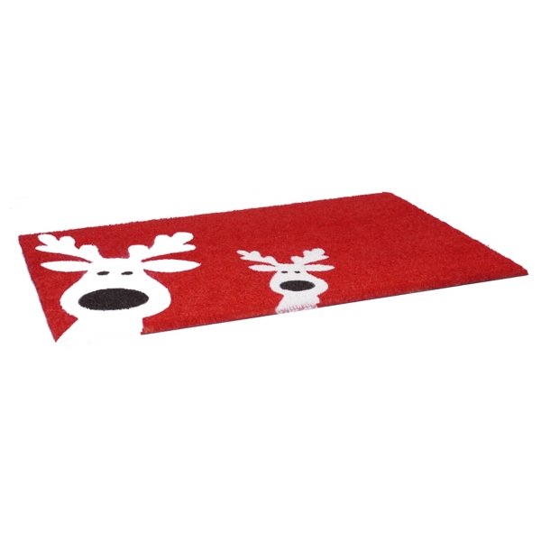 Red Peeking Reindeer Doormat