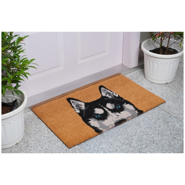 Black Siberian Husky Doormat