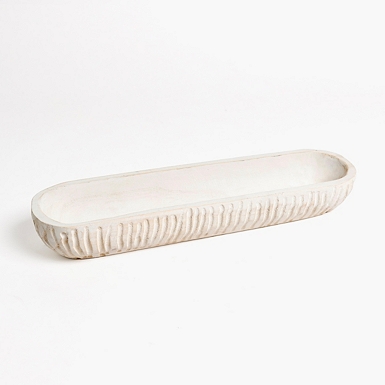 White Carved Mango Wood Tray