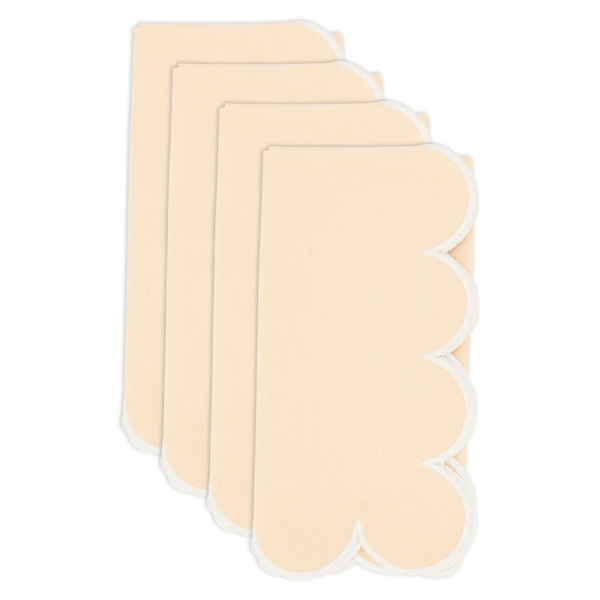 Peach Scalloped Edge Napkins, Set of 4
