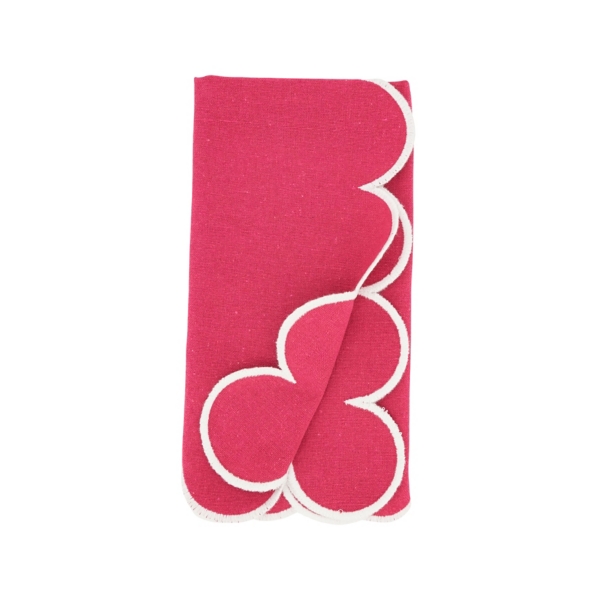 Magenta Scalloped Edge Napkins, Set of 4