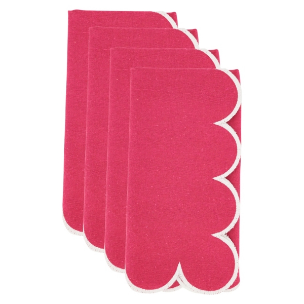 Magenta Scalloped Edge Napkins, Set of 4