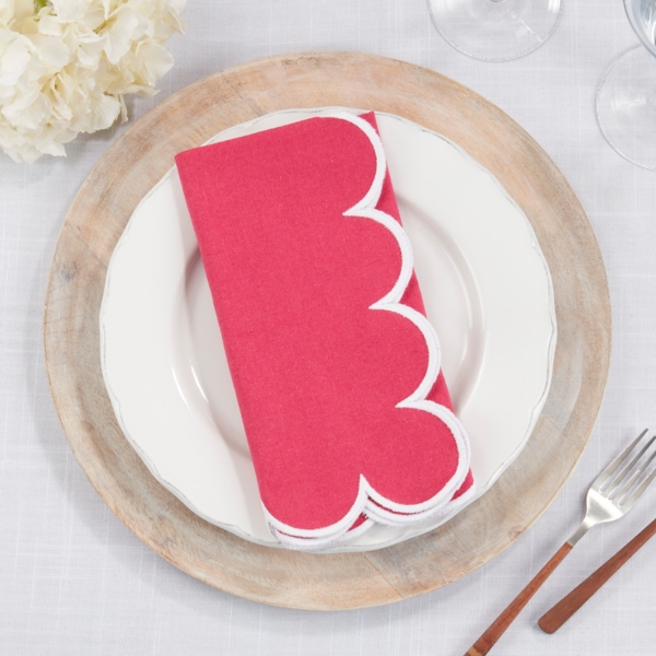 Magenta Scalloped Edge Napkins, Set of 4