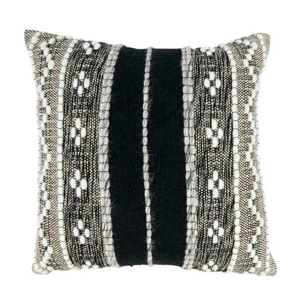 Black And Cream Woven Pattern Throw Pillow 