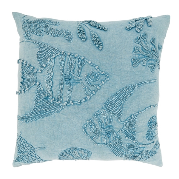 Blue Stonewashed Oceanic Fish Throw Pillow | Kirklands Home