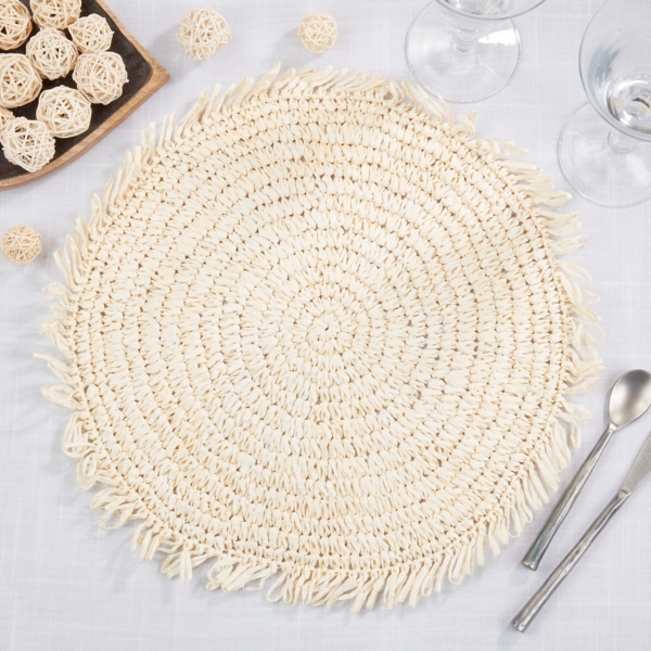 Cream Rustic Raffia Placemats, Set of 4