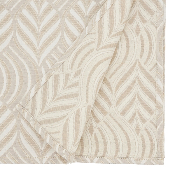 Beige Jacquard Leaf Tablecloth, 72 in.