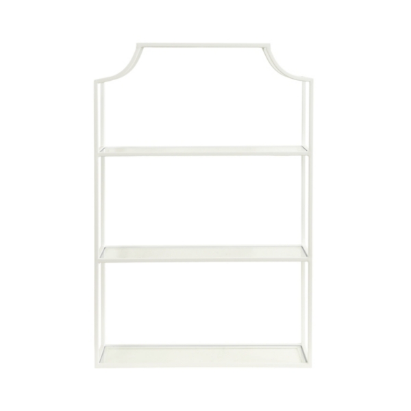 White Metal Scalloped 3-Tier Glass Wall Shelf