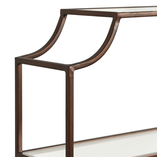 Bronze Metal Scalloped 3-Tier Glass Wall Shelf