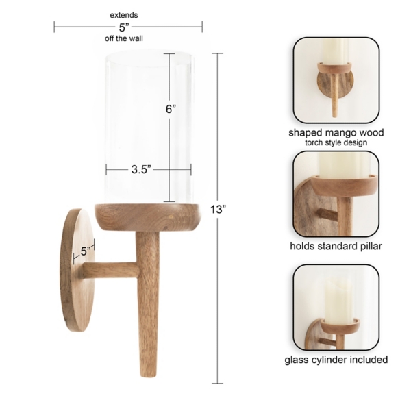 Natural Wood Torch Sconce