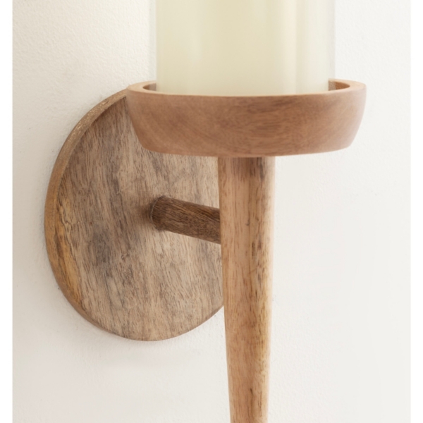 Natural Wood Torch Sconce