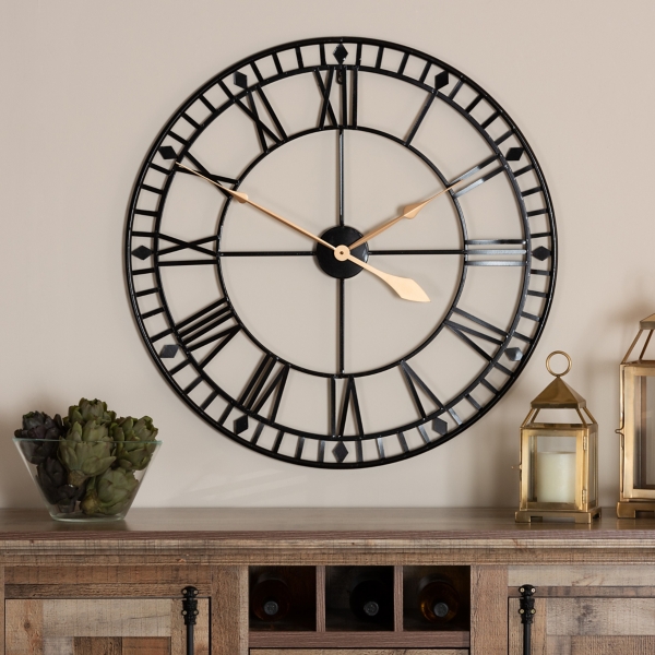 Janette Black Metal Wall Clock