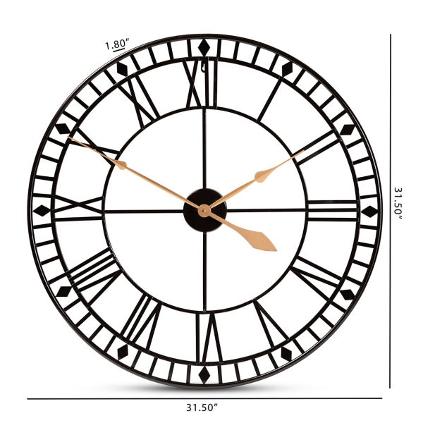 Janette Black Metal Wall Clock
