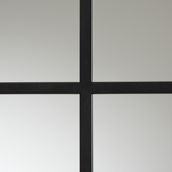 Black Metal Windowpane Arched Wall Mirror