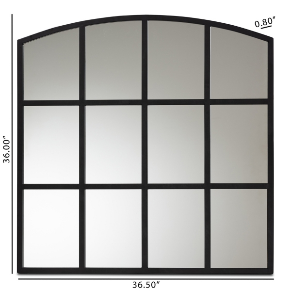 Black Metal Windowpane Arched Wall Mirror
