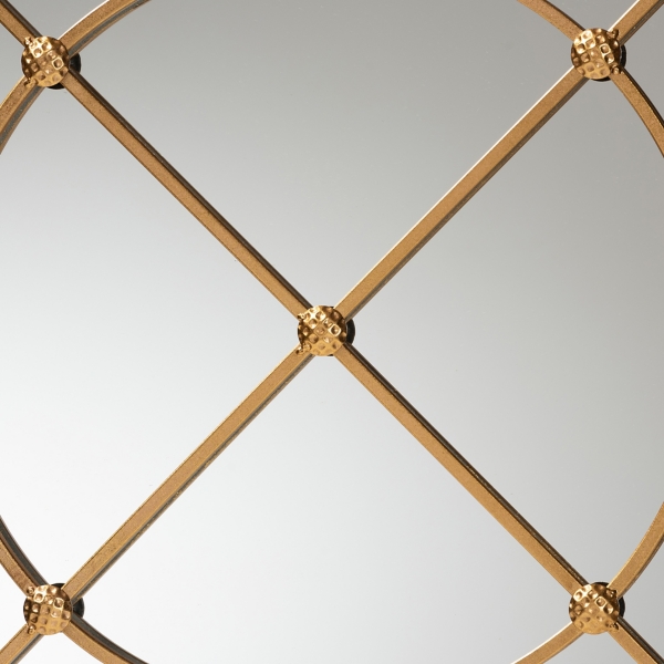 Gold Metal Round Geometric Pane Wall Mirror