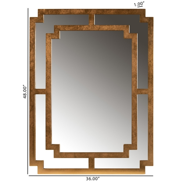 Antique Gold Geometric Overlay Wall Mirror