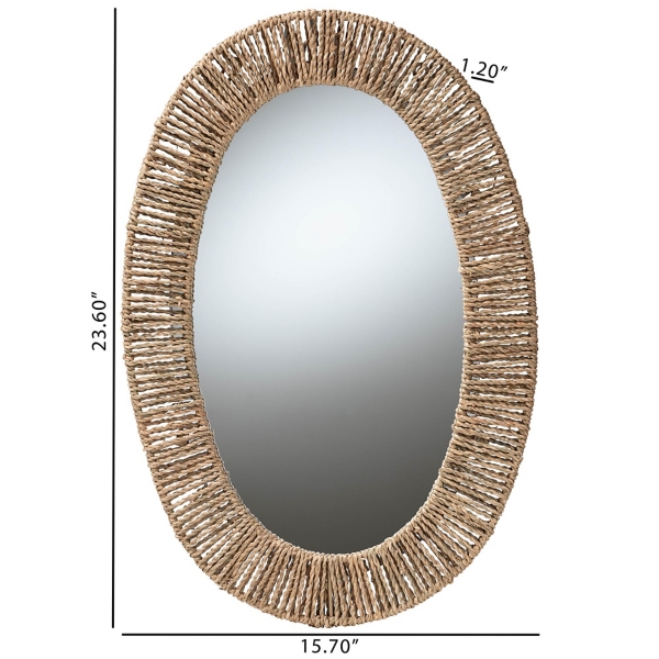 Kirklands Oval Elwyn Seagrass Wall Mirror Hamilton Place
