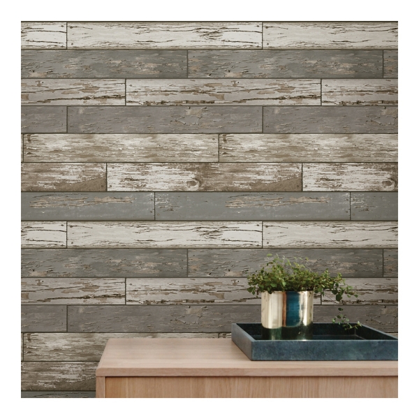 Gray Reclaimed Wood Peel & Stick Wallpaper