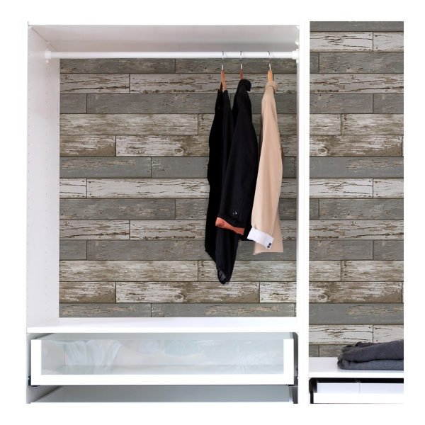 Gray Reclaimed Wood Peel & Stick Wallpaper