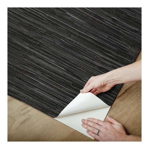 Black Textured Grassweave Peel & Stick Wallpaper