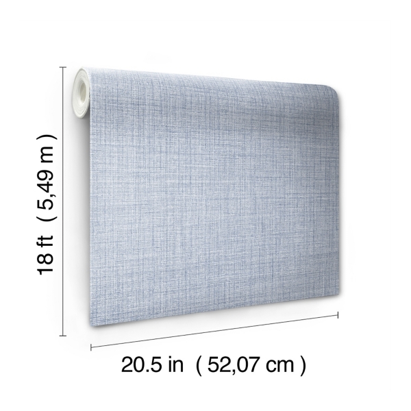 Blue Textured Faux Fabric Peel & Stick Wallpaper