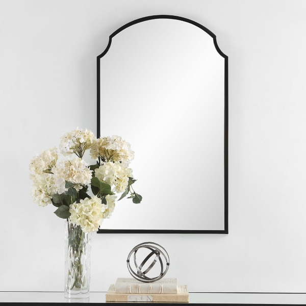 Black Arched Scallop Edge Wall Mirror