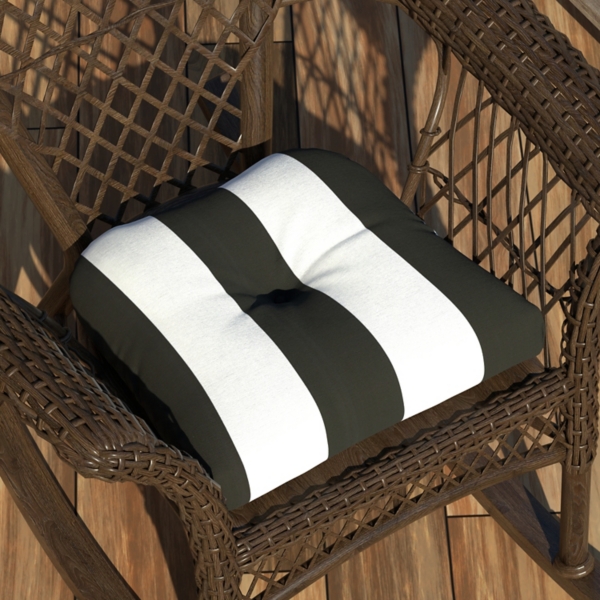 Black & White Awning Stripe Outdoor Chair Cushion