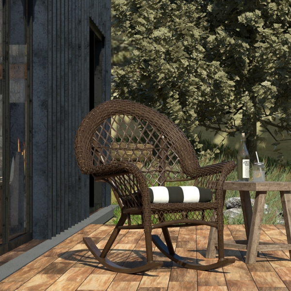 Black & White Awning Stripe Outdoor Chair Cushion