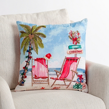 Palm Tree Beach Scene Christmas Pillow Kirklands Home