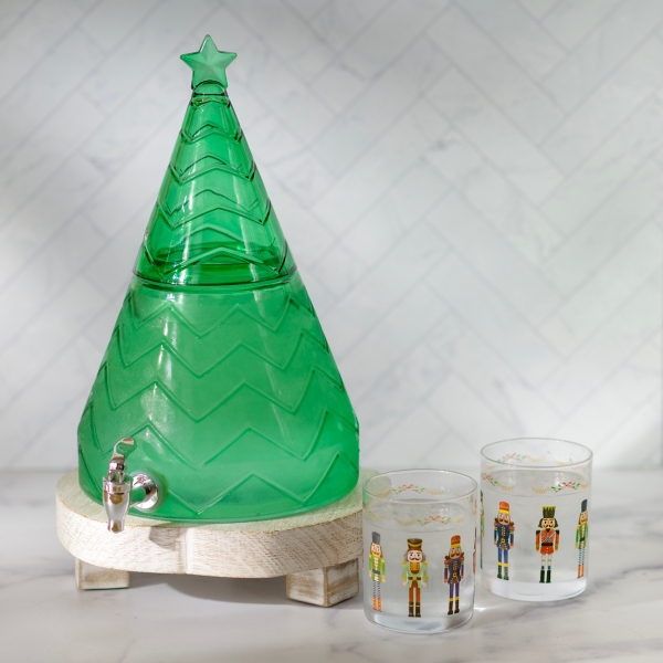 Green Glass Christmas Tree Drink Dispenser Kirklands Home