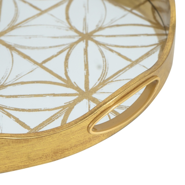 Gold Wavy Mirror Round Decorative Trays, Set of 2