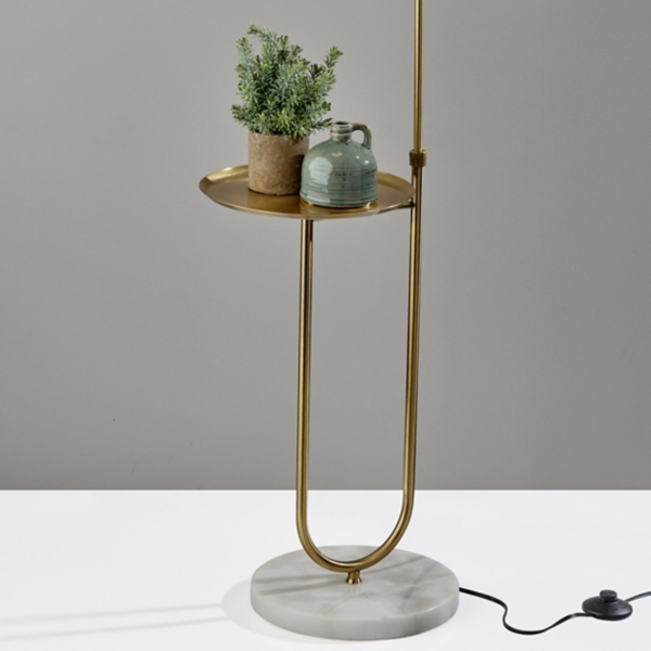 Antique Brass Side Table Floor Lamp