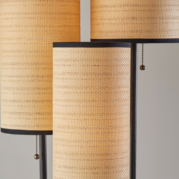 Natural Woven Shade Trio Rowan Floor Lamp