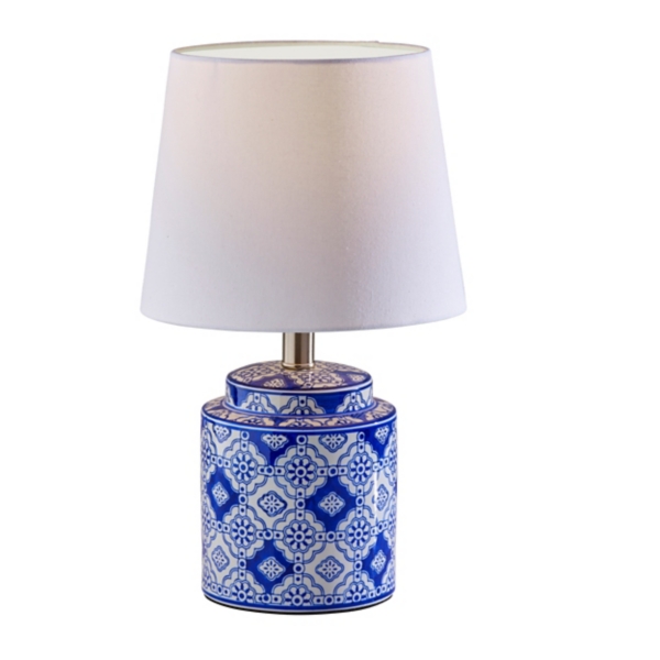 Blue and White Ceramic Table Lamps, Set of 2