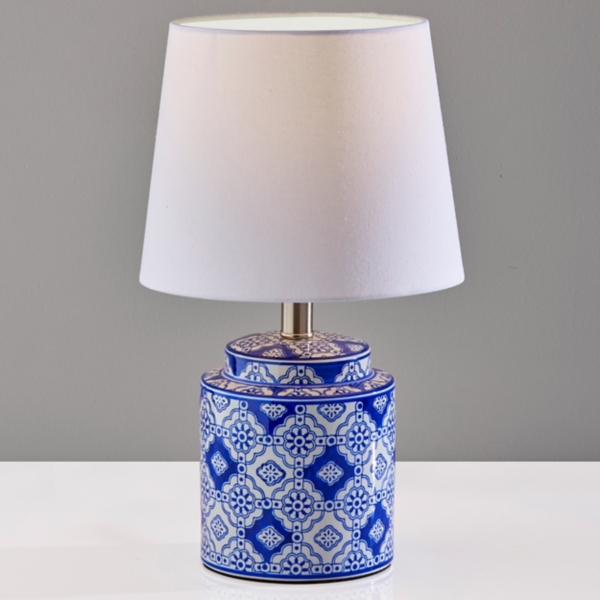 Blue and White Ceramic Table Lamps, Set of 2