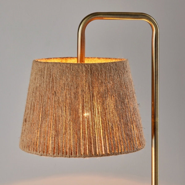 Brass Arched Rope Lampshade Floor Lamp