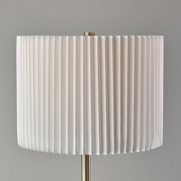 Eli Antique Brass Pleated Shade Floor Lamp