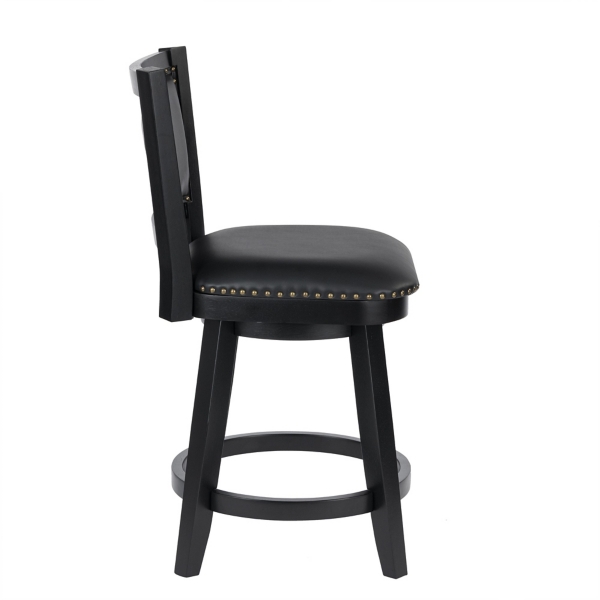 Black Faux Leather Upholstered Counter Stool