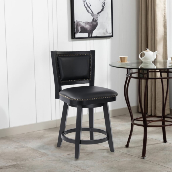 Black Faux Leather Upholstered Counter Stool