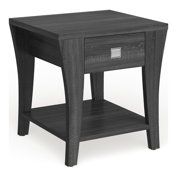 Charcoal Wood Single Drawer Side Table
