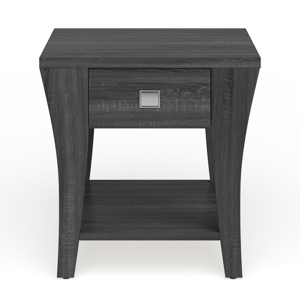 Charcoal Wood Single Drawer Side Table